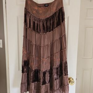 TOKYObay Brown Tiered Maxi Skirt